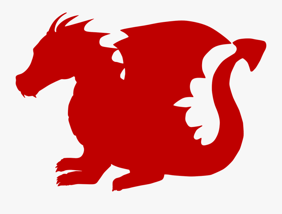 Dragon, Red, Symbol, Fantasy, Isolated, Sitting, Cute - Silhouette Dragon, Transparent Clipart