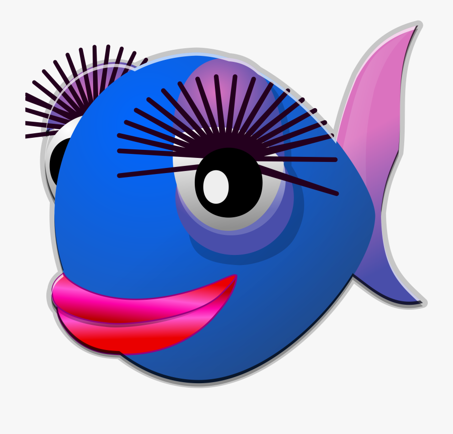 Bluefish Clip Art Download - Cartoon With Big Eyelashes, Transparent Clipart
