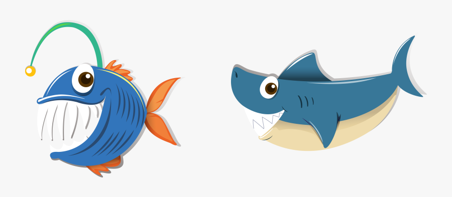 Vector Blue Fish - Shark Cartoon Png Vector, Transparent Clipart