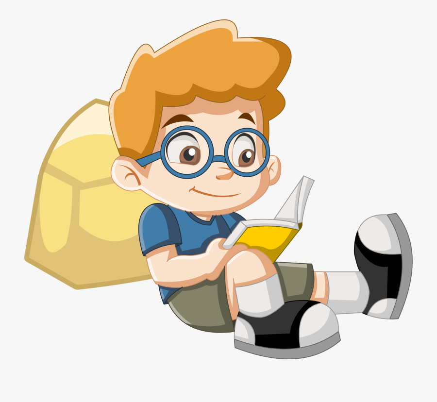Reading Clip Art - Animated Boy Reading Png, Transparent Clipart