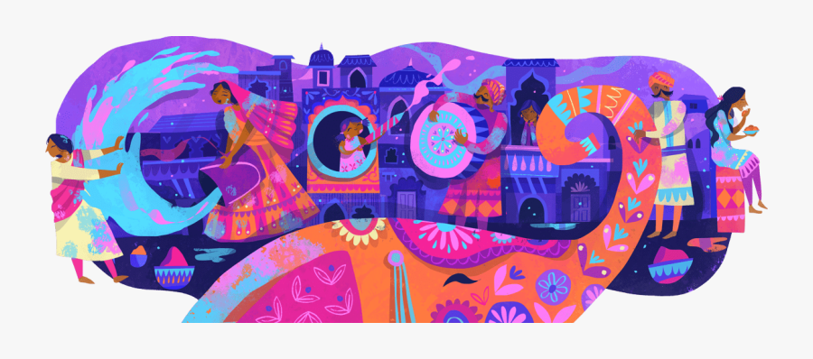 Holi - Holi Google Doodle 2019, Transparent Clipart