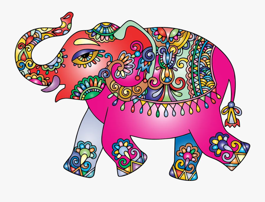 Pink,visual Arts,art - Elephant Design Colour, Transparent Clipart