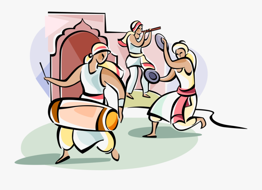 Clipart Transparent Stock Indian Dancers With Drum - Cartoon, Transparent Clipart