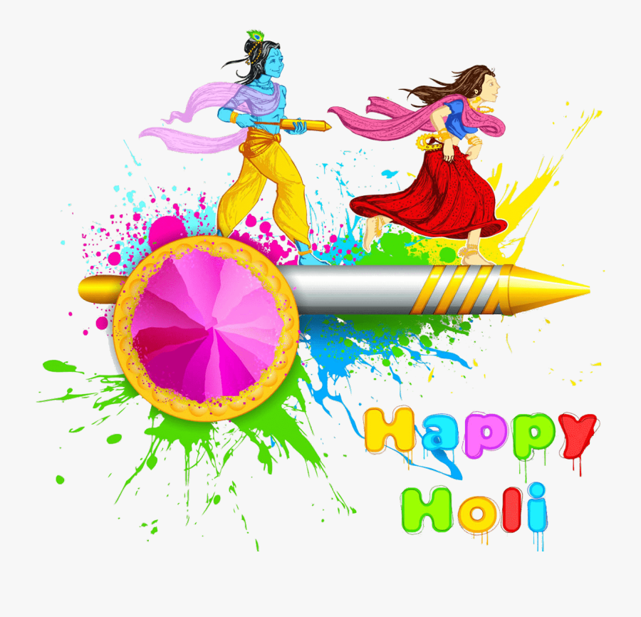 Krishna Playing Holi, Transparent Clipart