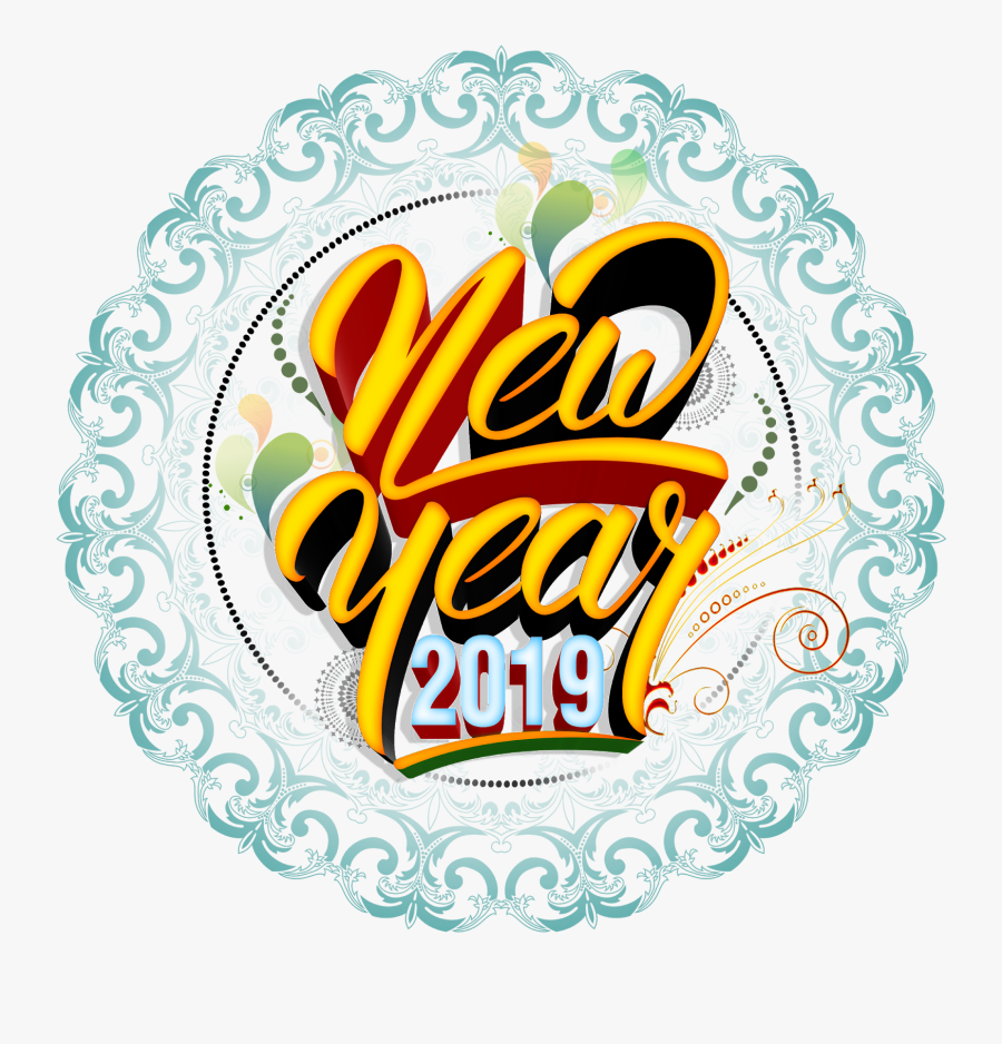 Happy New Year 2019 Hd Png Logo Free Downloads Naveengfx - Vintage Floral, Transparent Clipart