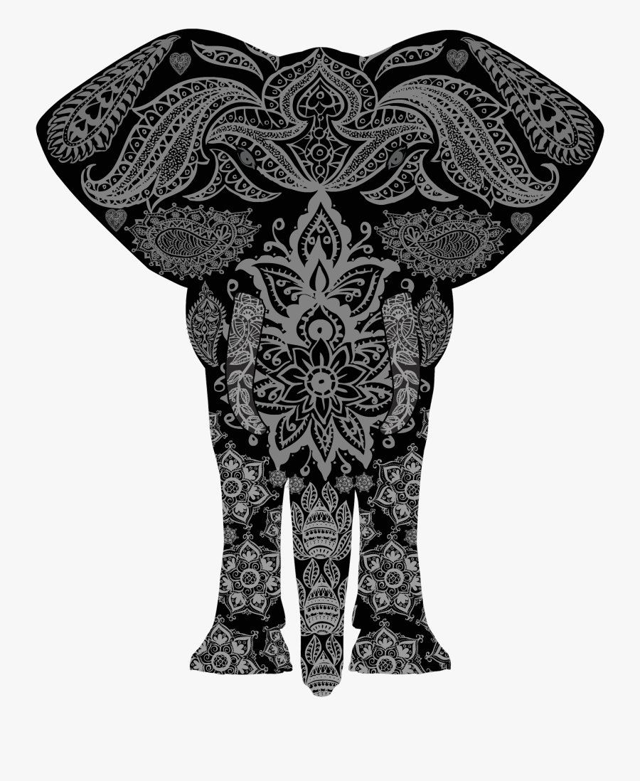 Elephant Clipart Tribal - Elephant With Pattern, Transparent Clipart