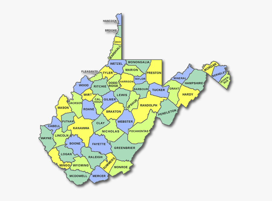 Transparent Virginia State Outline Png - West Virginia State Counties, Transparent Clipart