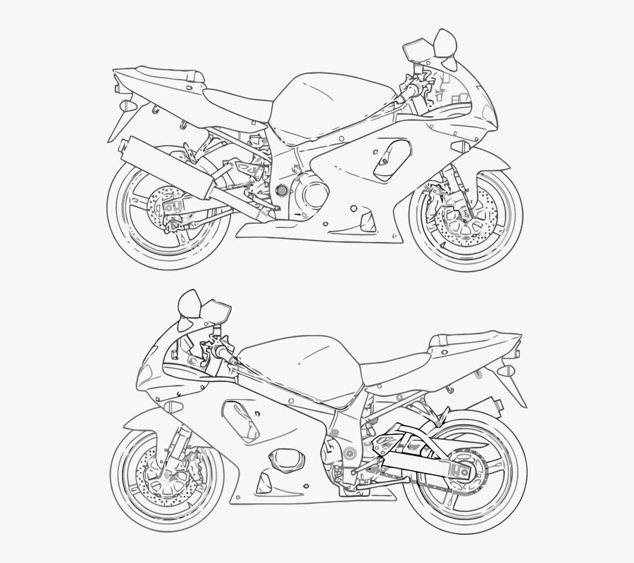Racing Motorbike, Motorbike, Motorcycle, Bike - Motorcycle Outline Drawing, Transparent Clipart