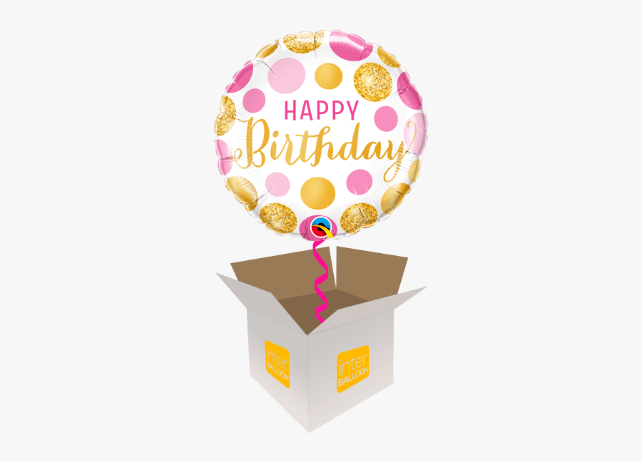 Happy Birthday Pink & Gold Circles - Happy Birthday Gold And Pink Balloon, Transparent Clipart