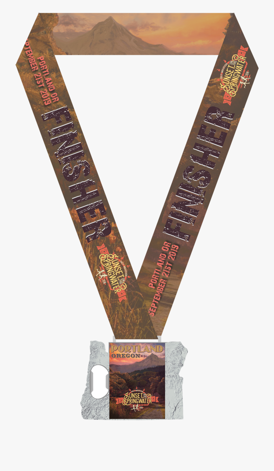 2019 Sunset On The Springwater Finisher Medal - Wood, Transparent Clipart