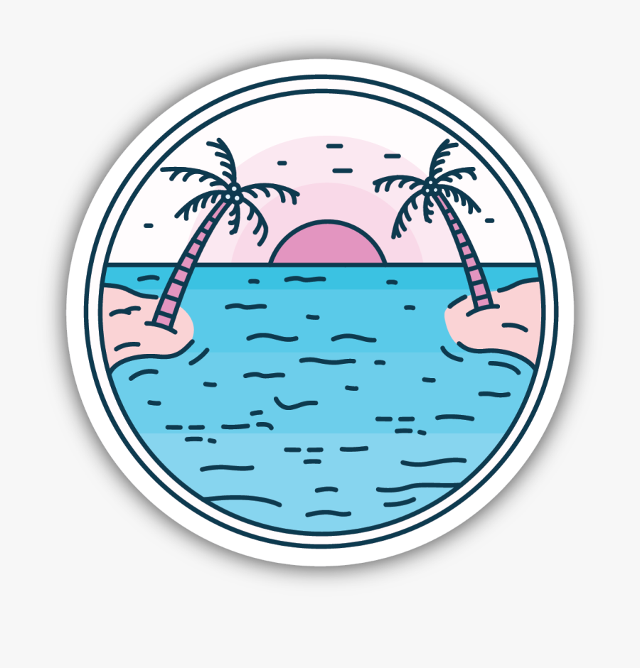 Palm Sunset Sticker - Ocean Water Bottle Sticker, Transparent Clipart