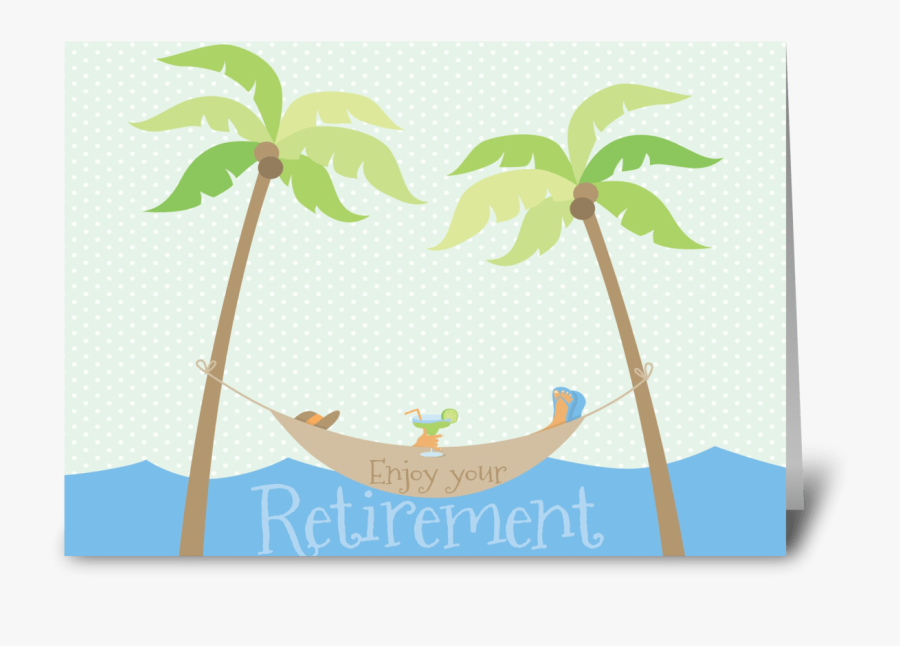 Retirement Beach Greeting Card, Transparent Clipart