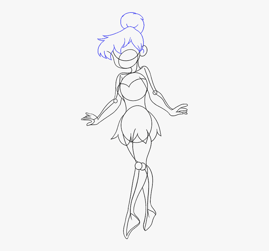 How To Draw Tinkerbell Easy Drawing Guides - Line Art, Transparent Clipart
