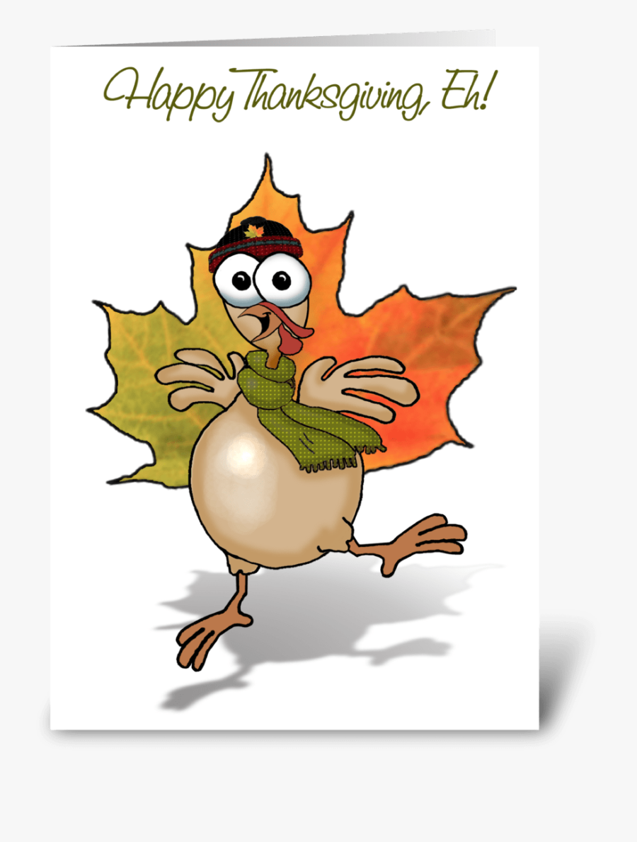 Canadian Thanksgiving Turkey Greeting Card - Cartoon, Transparent Clipart