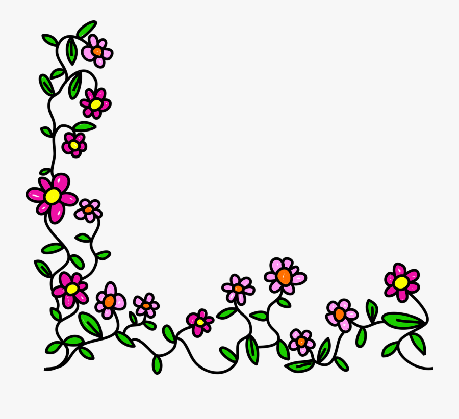 Flowers, Doodle, Whimsical, Cartoon, Border, Frame - Cartoon Flower Border Transparent, Transparent Clipart