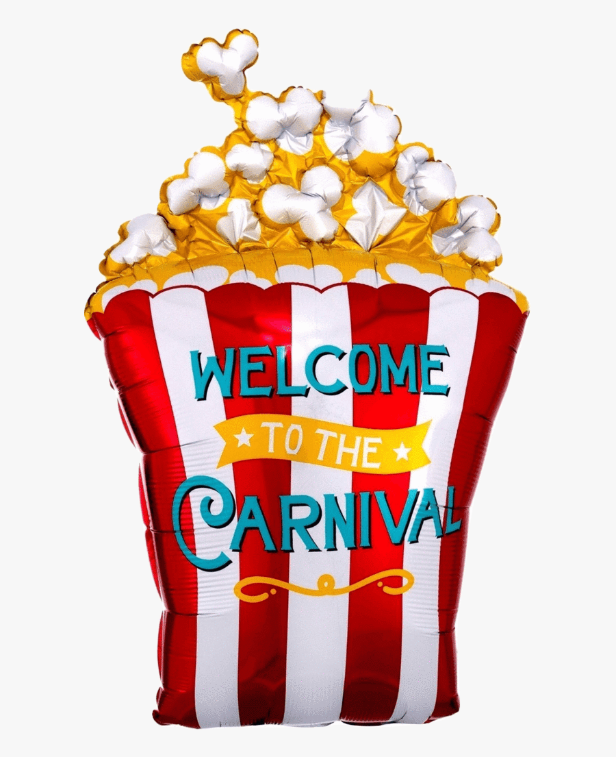 Bucket Of Popcorn Balloon - Carnival Popcorn, Transparent Clipart