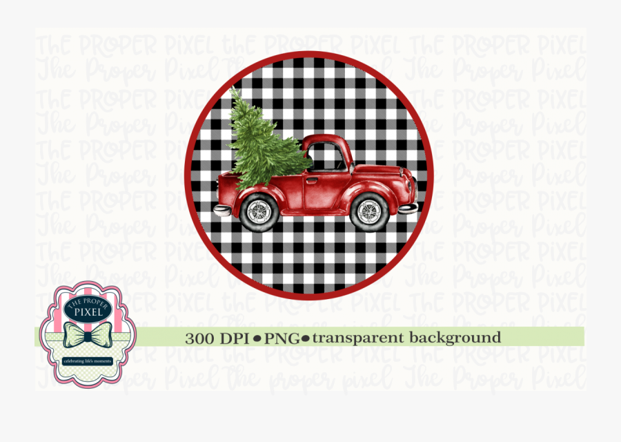 Red Vintage Truck With Christmas Tree Sublimation Printable - Flower Of Life Eye, Transparent Clipart