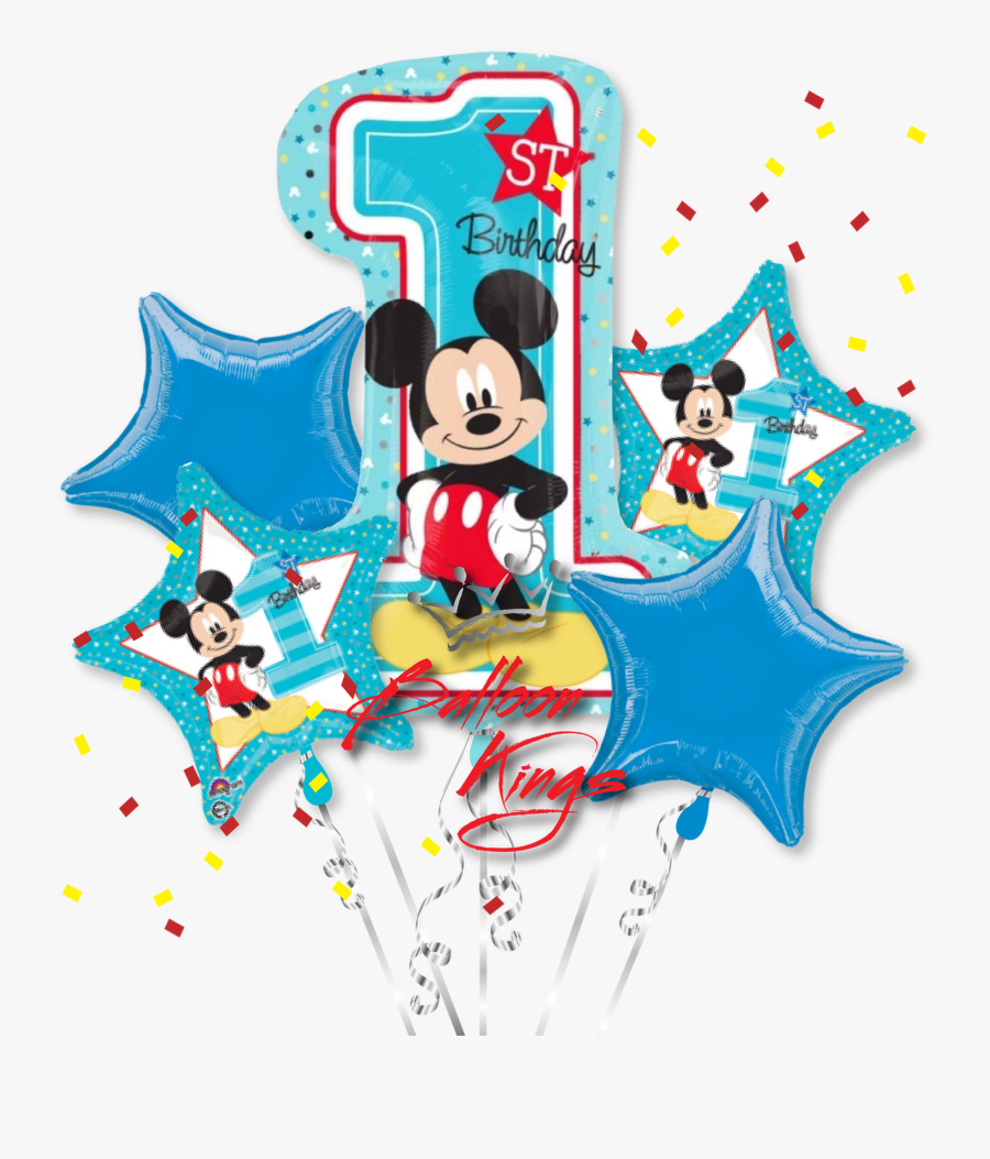 1st Birthday Mickey Bouquet, Transparent Clipart
