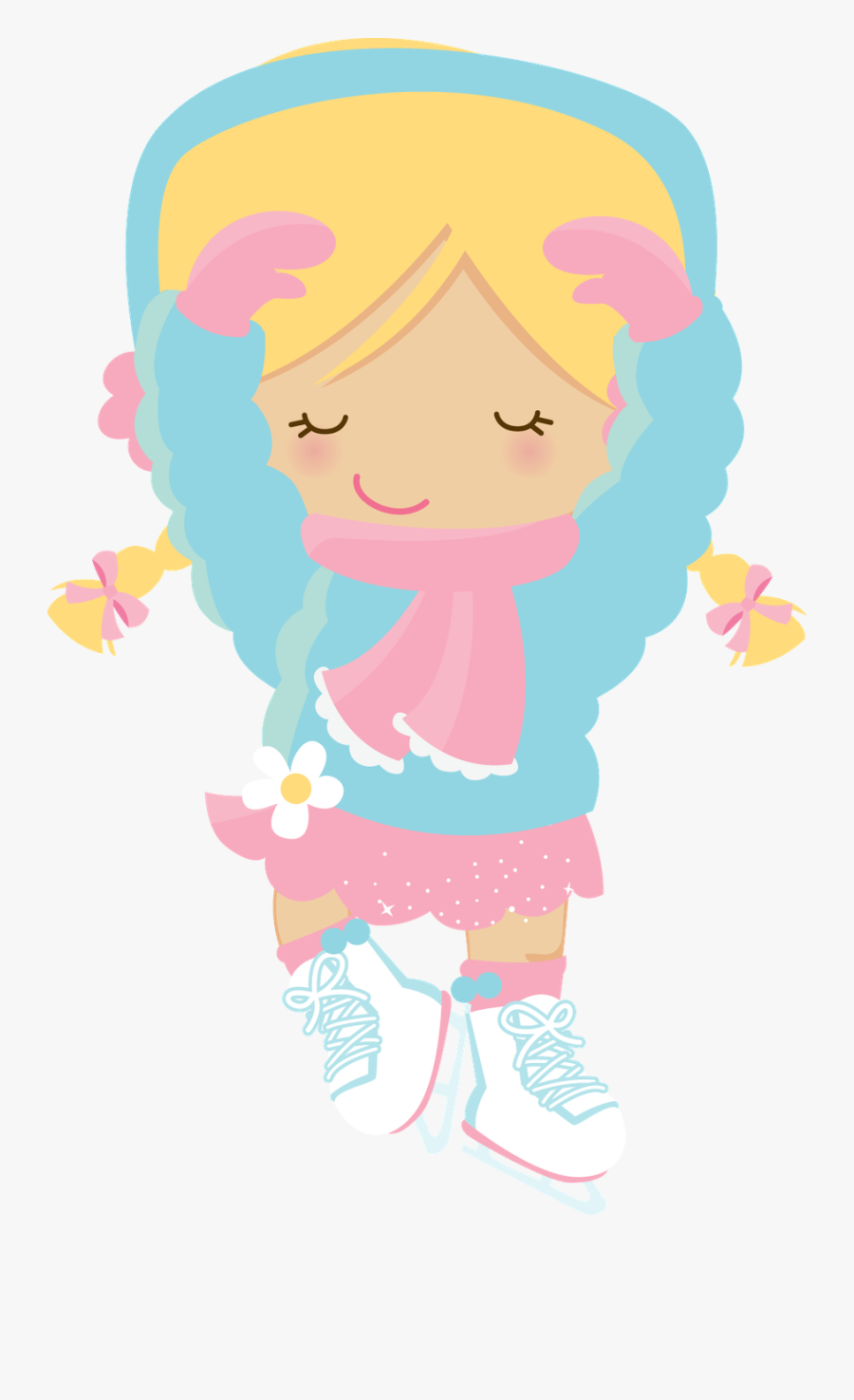 Niña Patinando Kawaii, Transparent Clipart