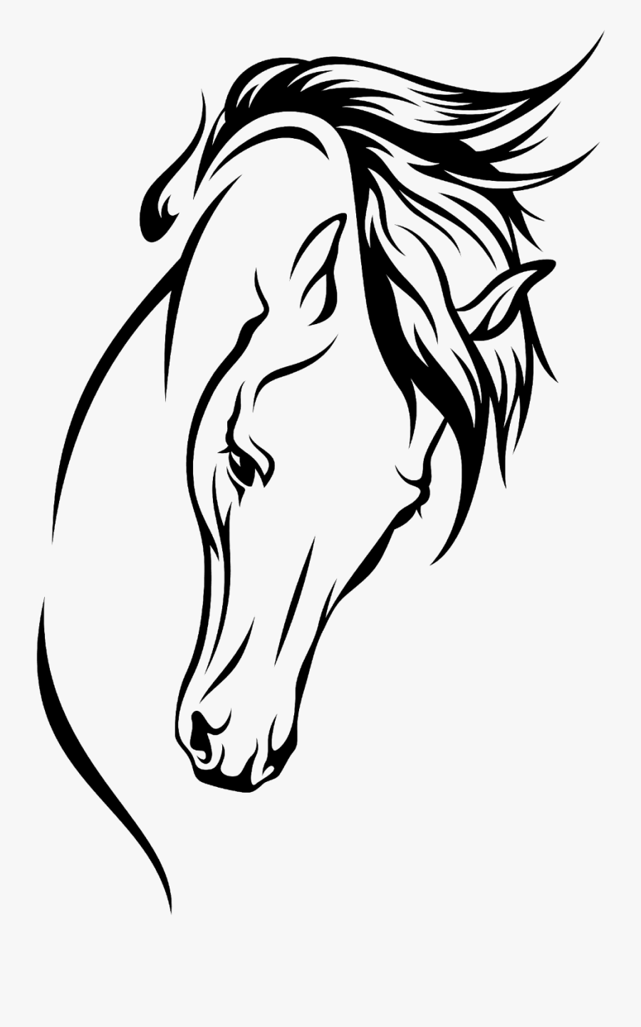 Arabian Horse Drawing Silhouette Clip Art - Head Arabian Horse Silhouette, Transparent Clipart