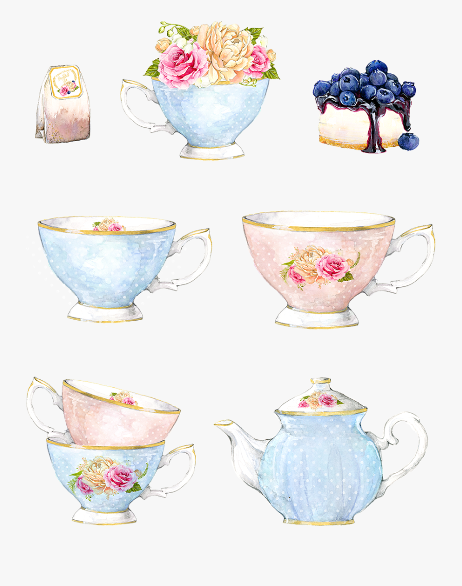 Decorative Coffee Cup Porcelain Vase Watercolor Vector - Cup, Transparent Clipart