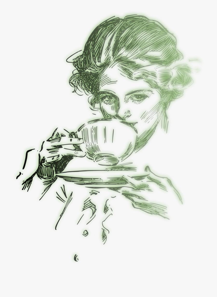 Visual Arts,head,art - Women Drinking Tea Clipart, Transparent Clipart