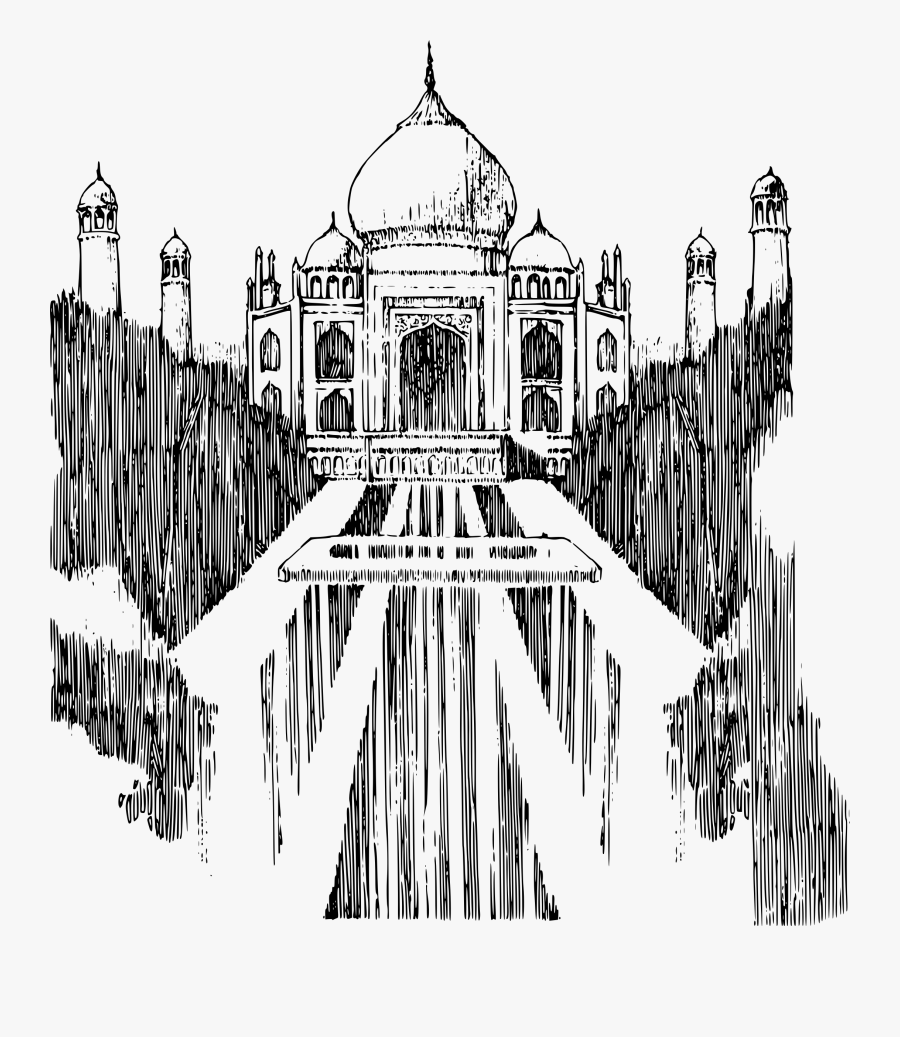 Simple Taj Mahal Clip Arts - India Black And White Drawing Images Clipart, Transparent Clipart