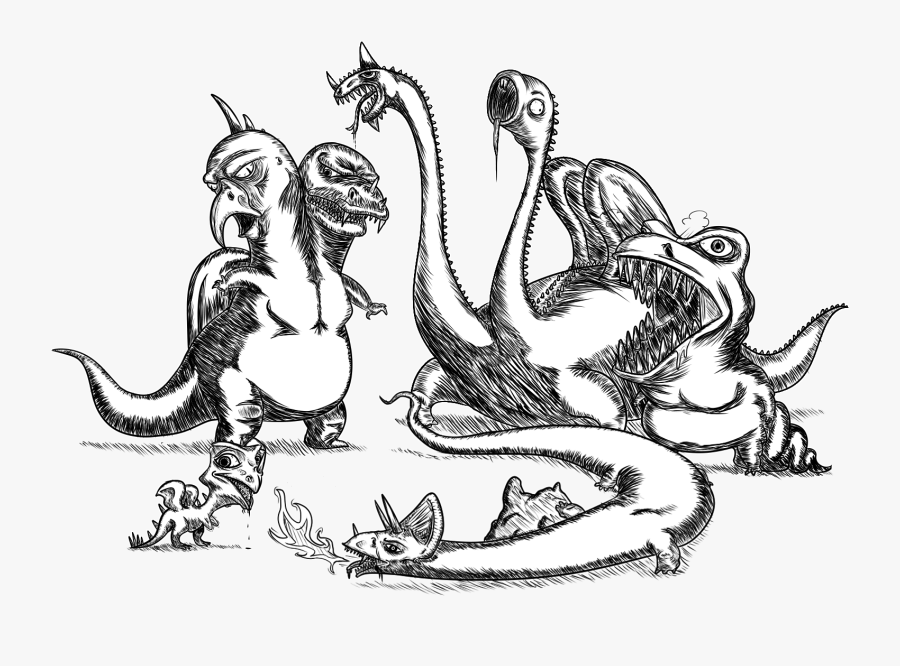 Very Ugly Kaiju-dragons - Illustration, Transparent Clipart