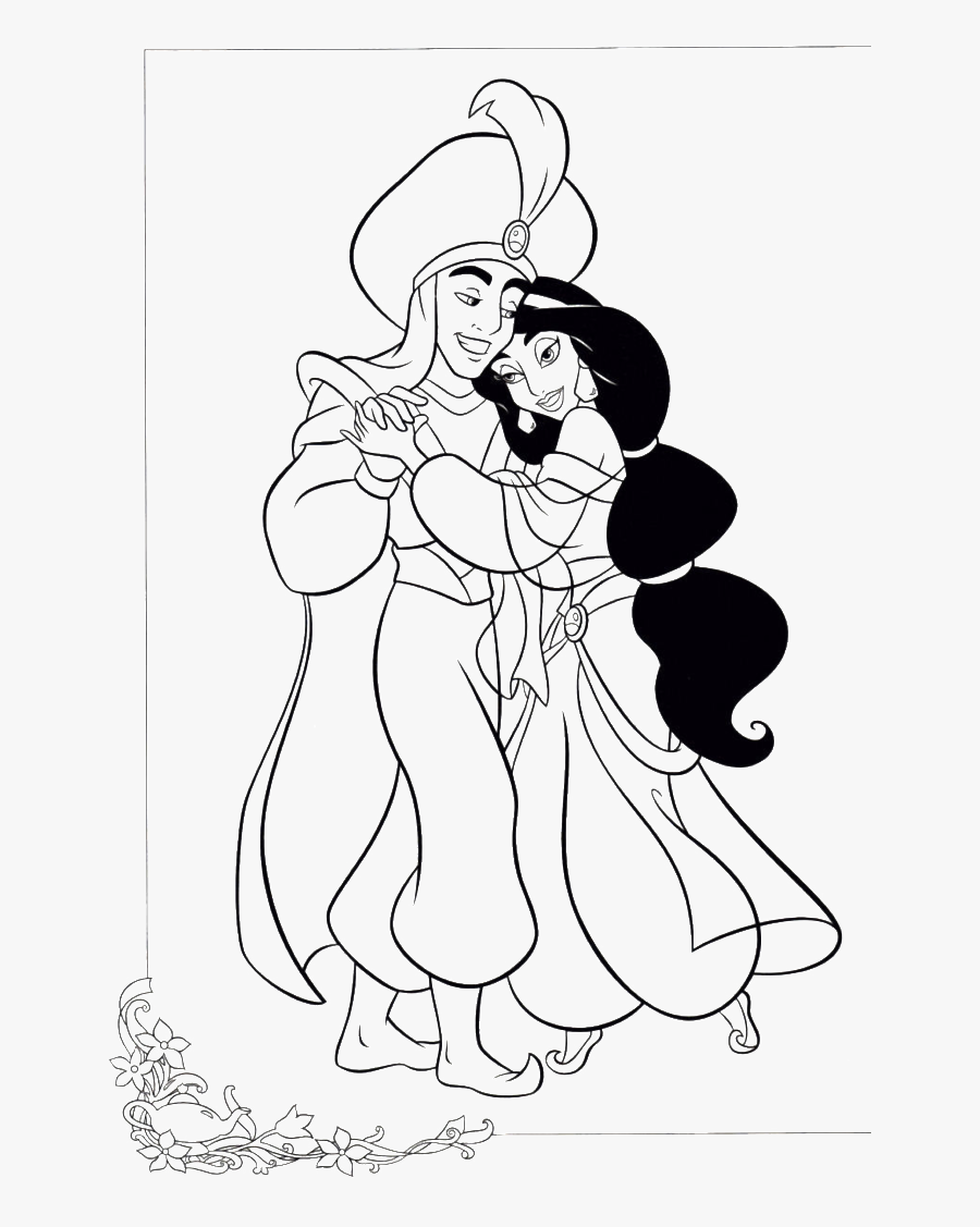 Clip Art Princess Jasmine And Disney - Aladdin And Princess Jasmine Drawing, Transparent Clipart