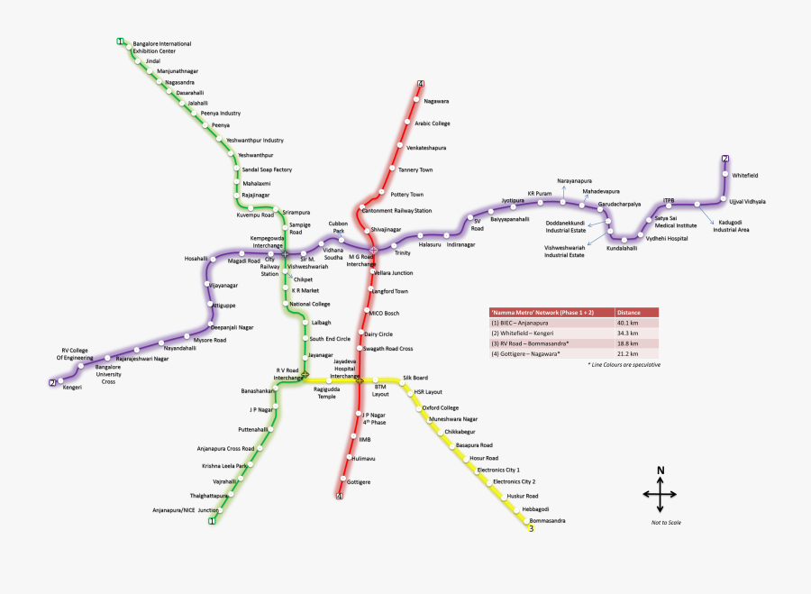 Bangalore Metro Route Map From Maps Best Gallery Transportation - Proposed Metro In Bangalore, Transparent Clipart
