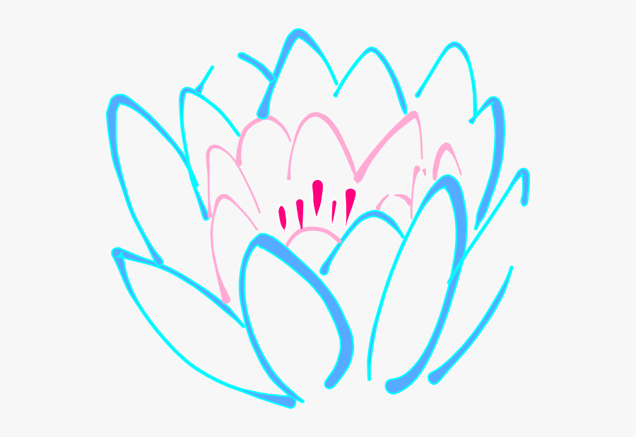 Lotus 3 Colour Blue Svg Clip Arts - Flower Png Black And White, Transparent Clipart