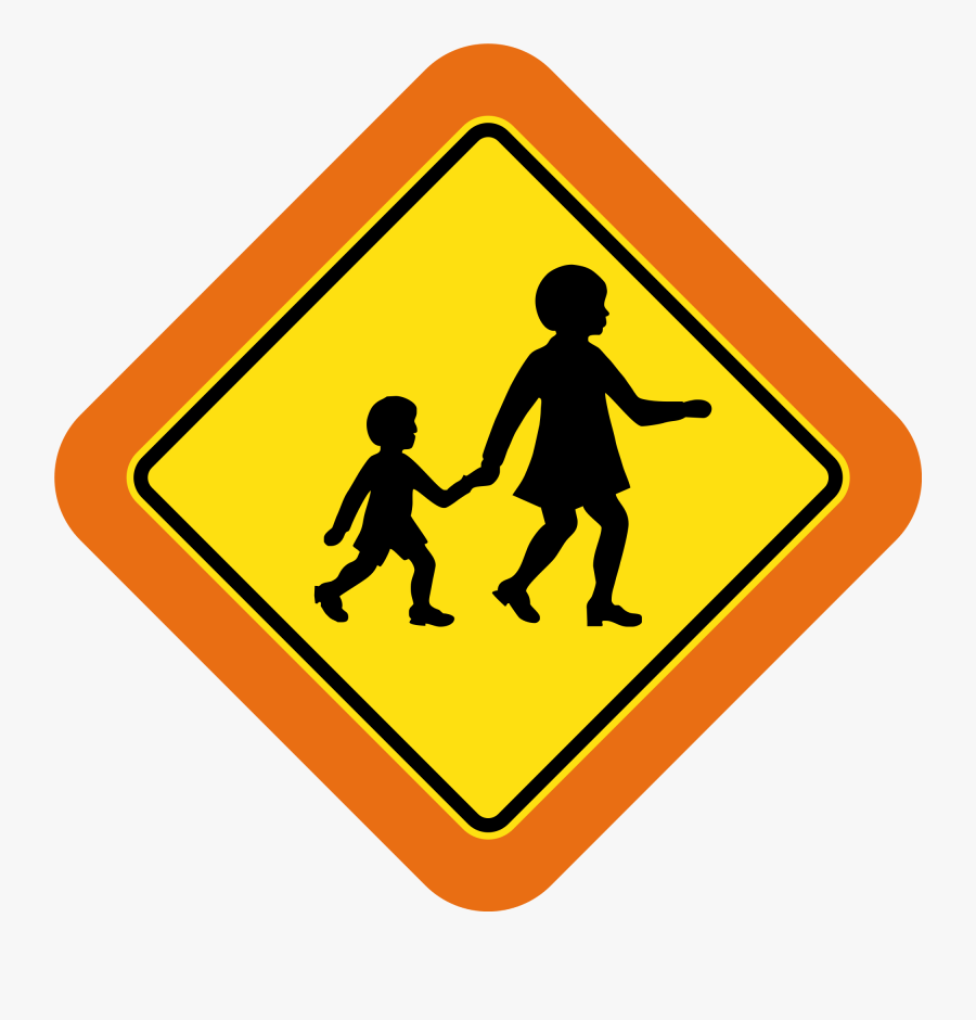 Transparent Roadsign Clipart - Children Crossing Ahead Sign, Transparent Clipart