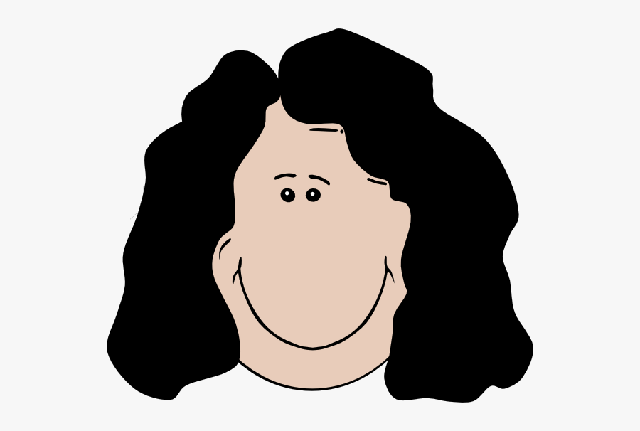 Face Cartoon Black Hair, Transparent Clipart