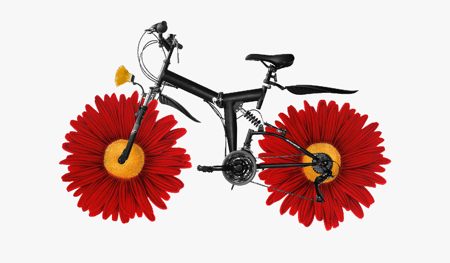 Bike Flowers Surreal Freetoedit - Flower Collage Drawing, Transparent Clipart