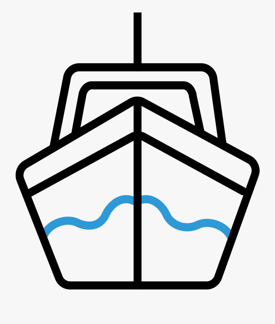 Transparent One Line Border Clipart - Boat Outline Icon Png, Transparent Clipart