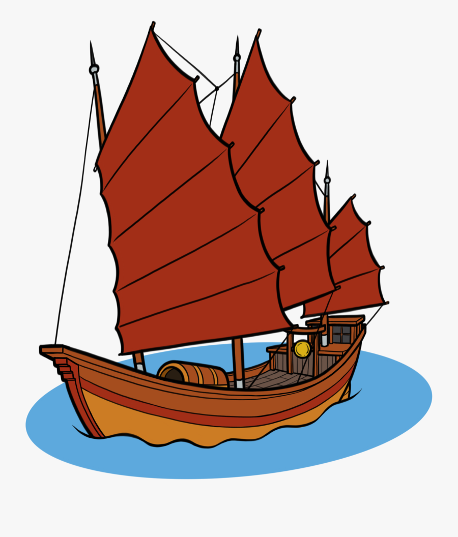 Sailboat Clipart Transparent - Chinese Junk Boat Clipart, Transparent Clipart