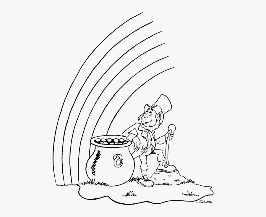 Leprechaun Rainbow Coloring Sheet, Transparent Clipart
