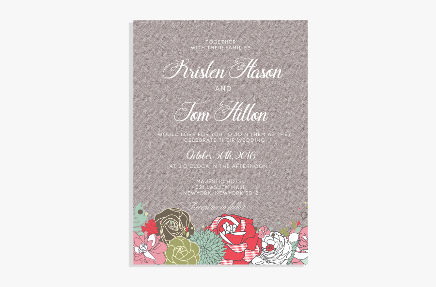 Clip Art Vintage Floral Invitation Set - Christmas Card, Transparent Clipart