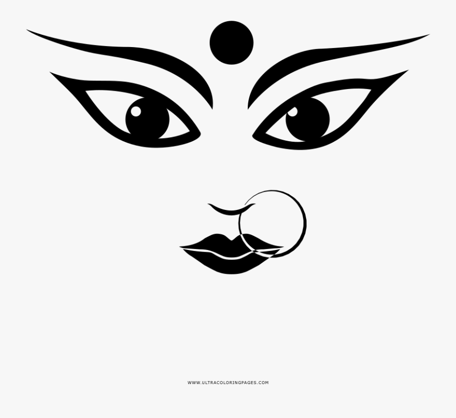 Durga Coloring Page - Durga Maa Face Png, Transparent Clipart