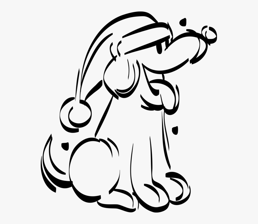 Vector Illustration Of Puppy Dog Wearing Santa Christmas - Cachorro Feliz Natal Vetor, Transparent Clipart