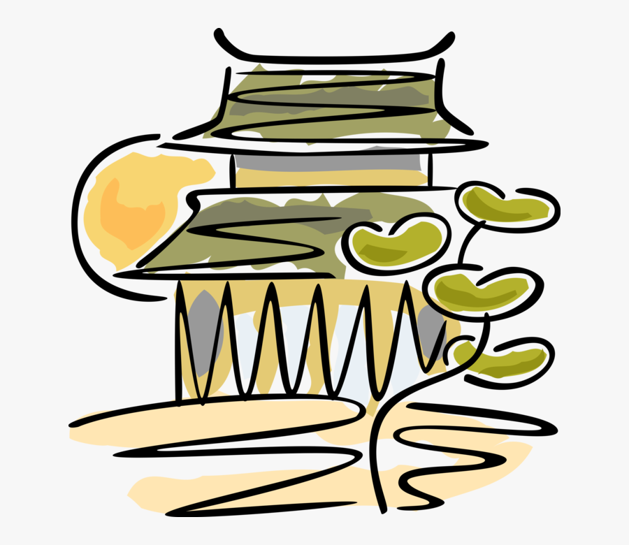 Vector Illustration Of Japanese Pagoda Temple Or Sacred, Transparent Clipart