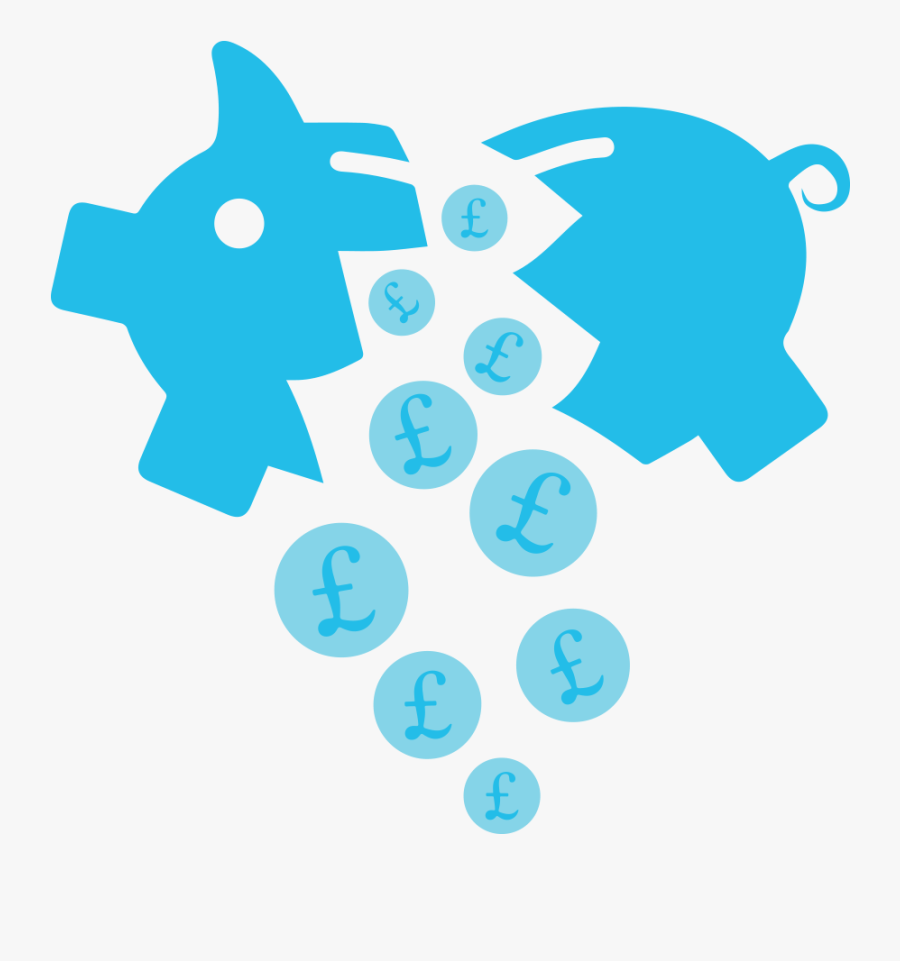 Broken Piggybank Blue - Piggy Bank, Transparent Clipart