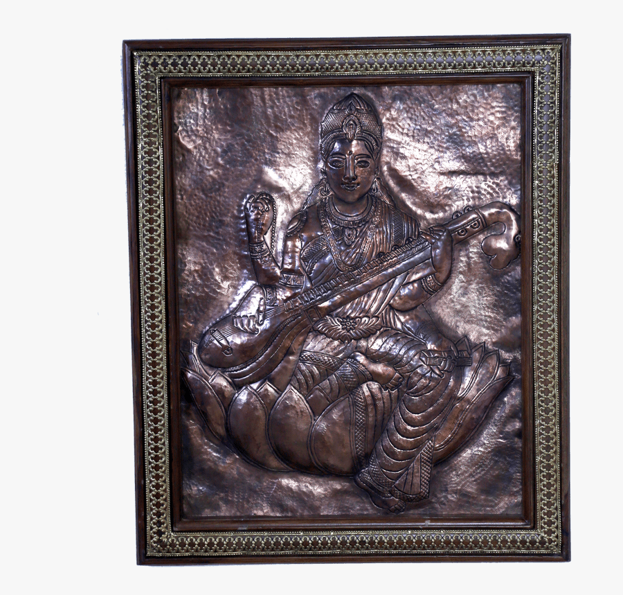 Buy Copper Art Vastu Maa Saraswati With Wooden Frame - Picture Frame, Transparent Clipart