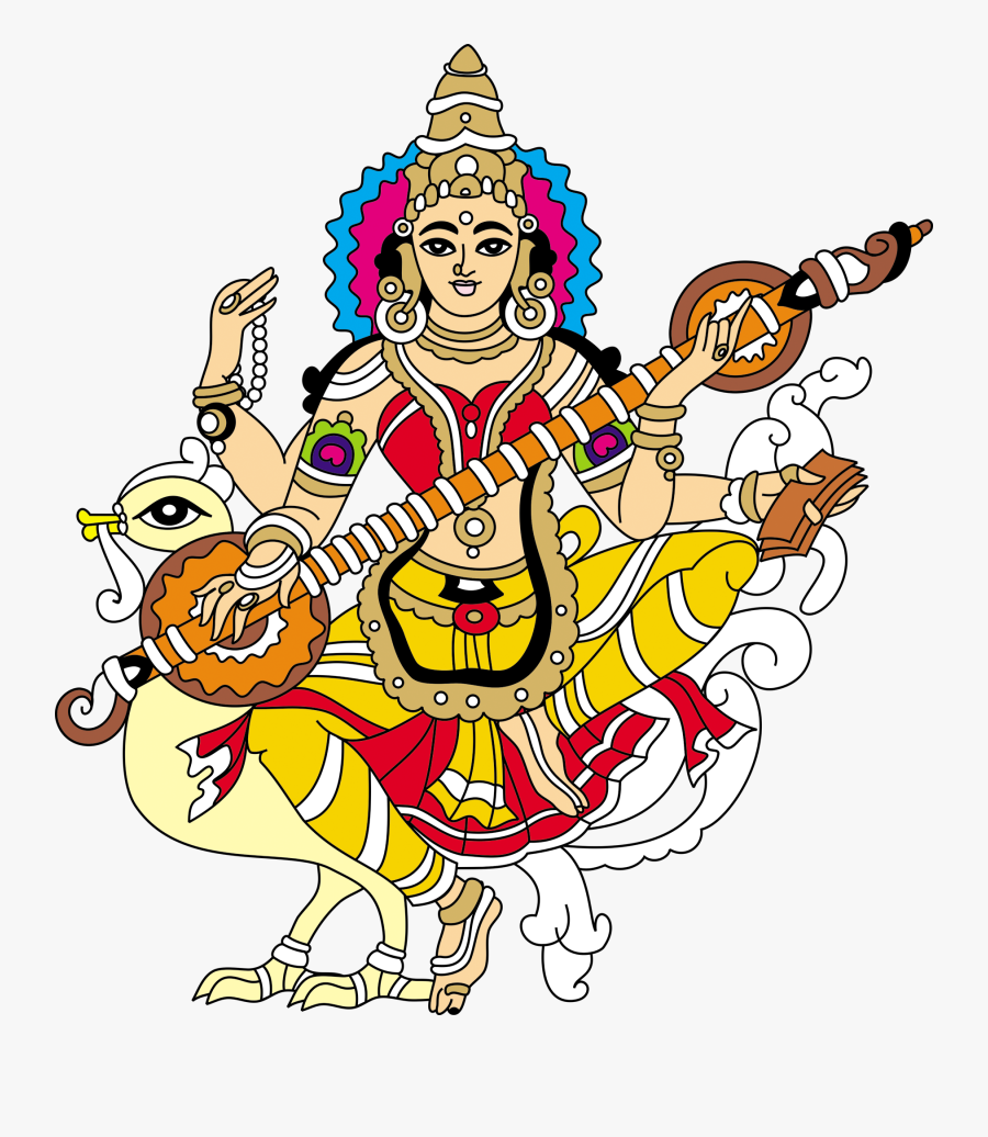 Sri Saraswati Devi - Happy Saraswati Puja Text, Transparent Clipart
