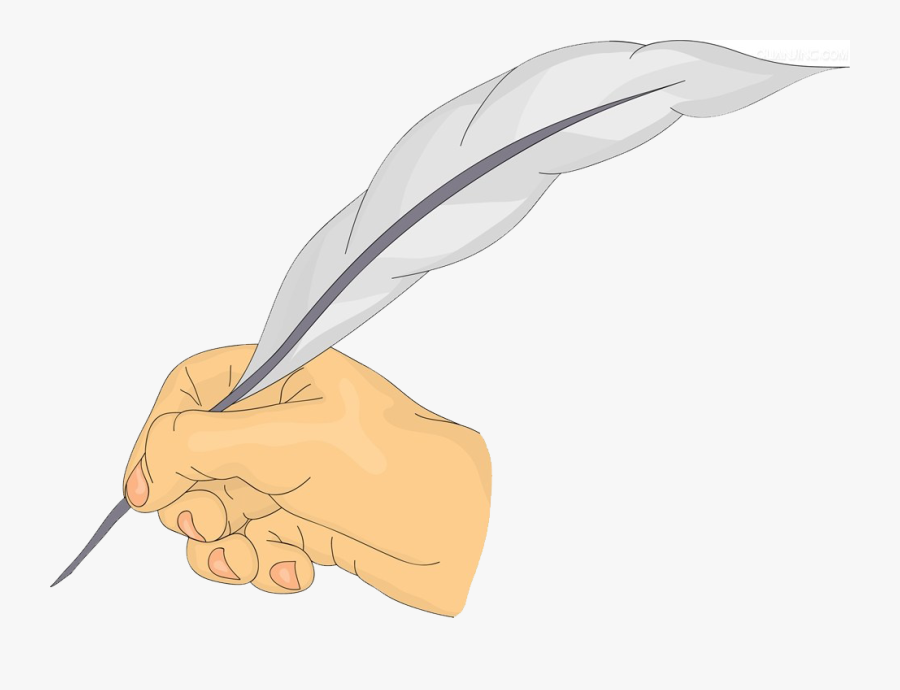 Feather Illustration Holding A - Hand Holding Quill Transparent, Transparent Clipart