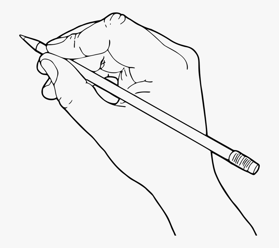 Transparent Hand With Pencil Png - Hand Contour Line Drawing, Transparent Clipart
