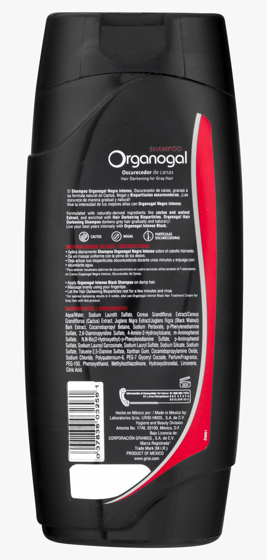 Organogal Intense Black Hair Darkening Shampoo For - Packaging And Labeling, Transparent Clipart