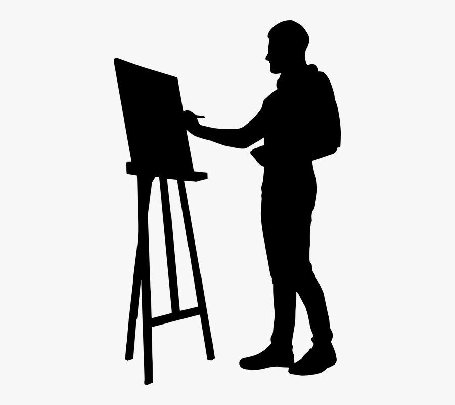 Silhouette, Artist, Drawing, Standing, Painter - Painter Silhouette, Transparent Clipart