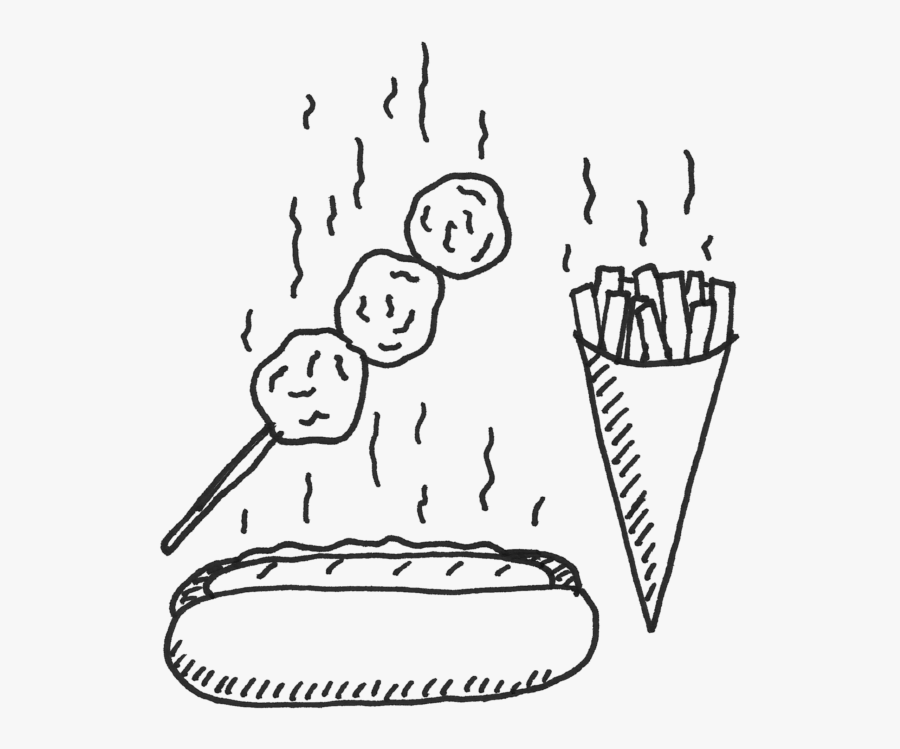 Street Food Snacks Sketch, Transparent Clipart