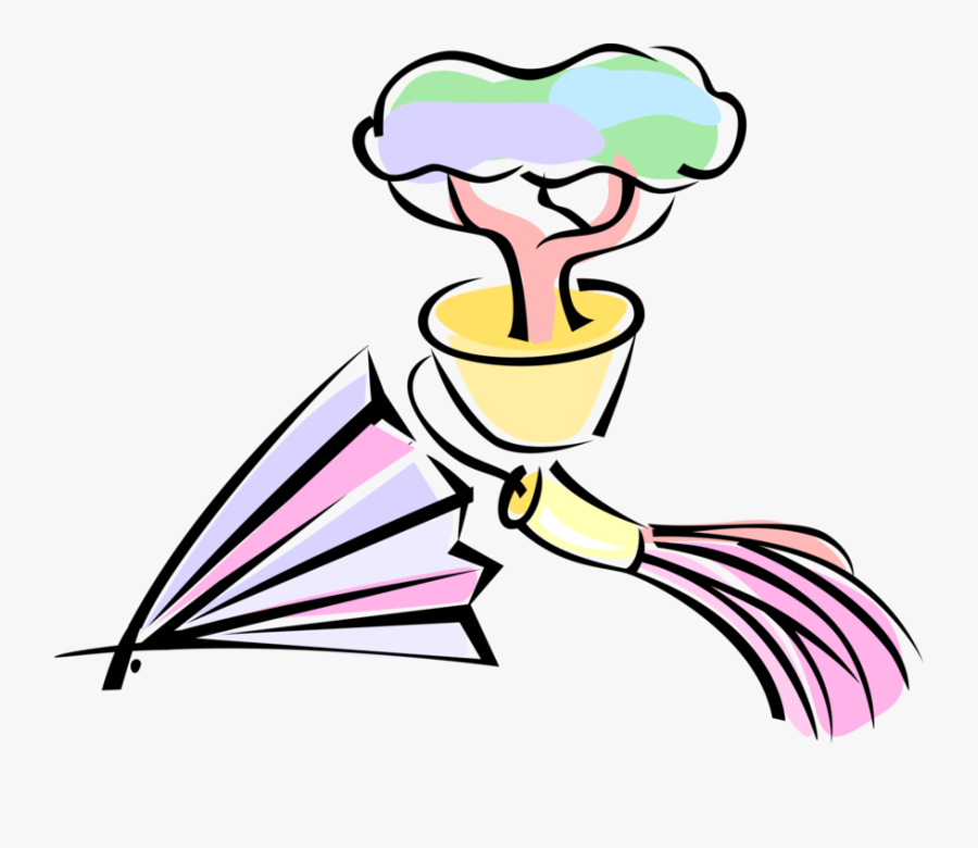 Vector Illustration Of Japanese Bonsai Tree With Folding, Transparent Clipart